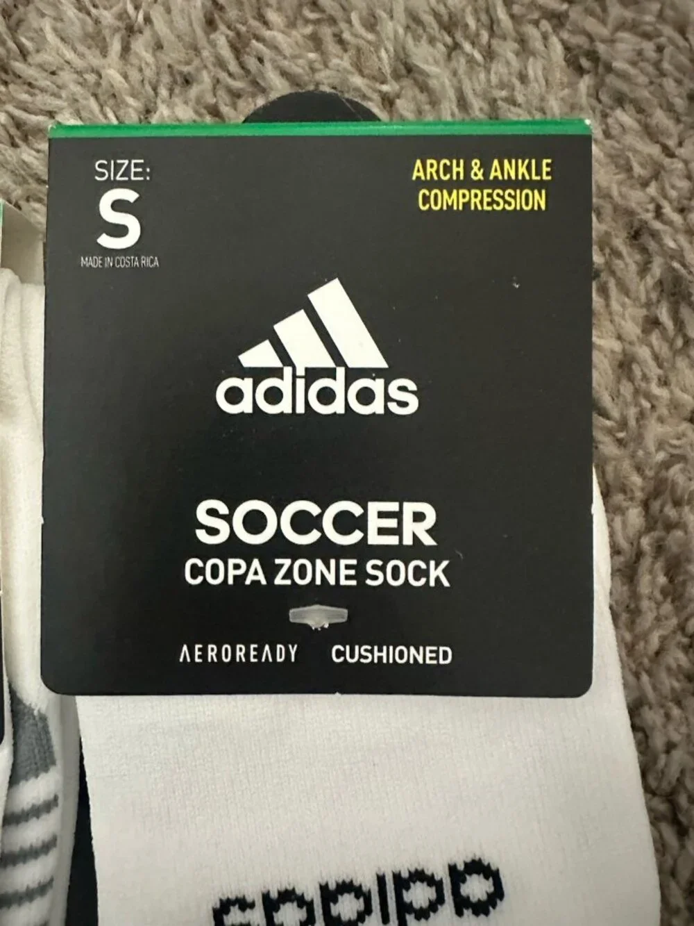 2X Adidas Copa Zone Cushion Climalite Soccer Socks Black White Size Small